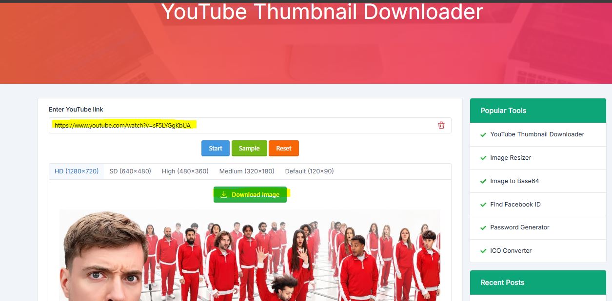 Free YouTube Thumbnail Downloader